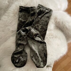 Free People Green Velvet Socks One Size